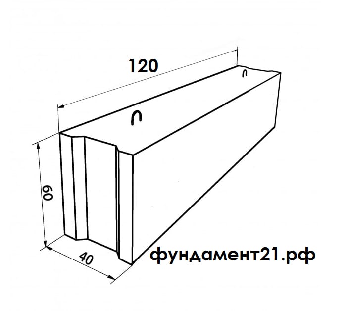 Фундаментный блок ФБС 12.4.6Т