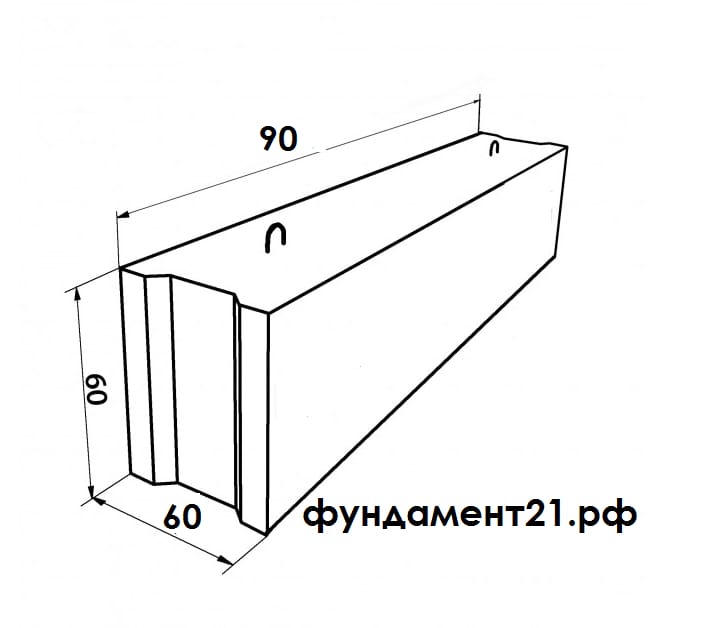 Фундаментный блок ФБС 9.6.6Т