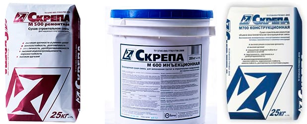 Смесь ремонтная Смесь Скрепа М600 Инъекционная ведро 18 кг/ мешок 20 кг