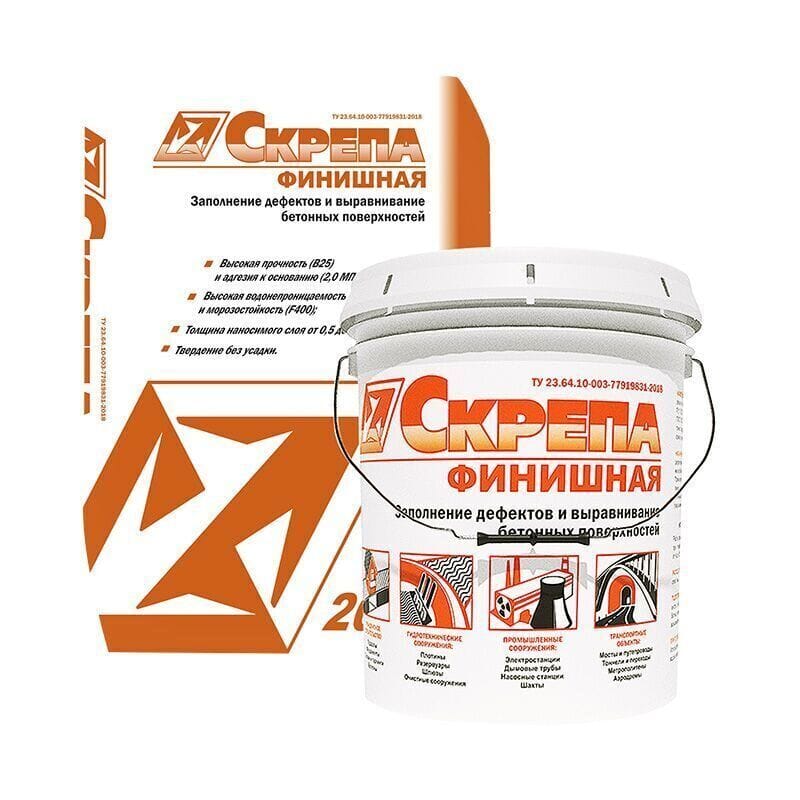 Смесь ремонтная Скрепа Финишная, ведро 20 кг
