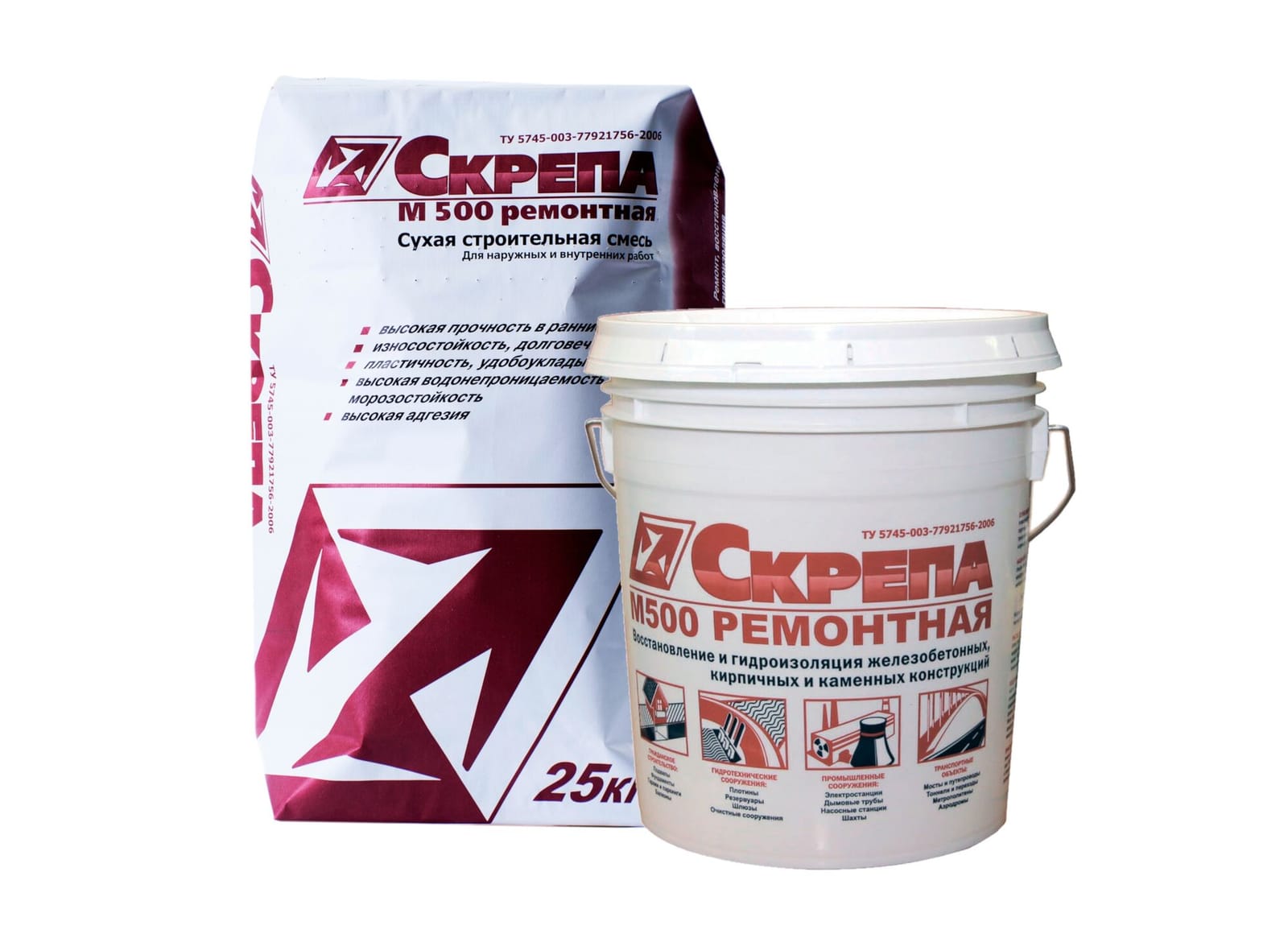 Смесь ремонтная Скрепа Финишная, ведро 20 кг — миниатюра 4
